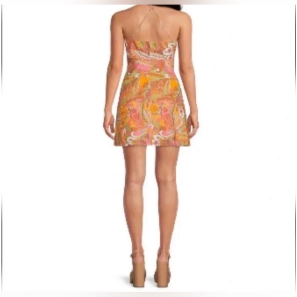 NWT Gianni Bini Ruby Paisley V-Neck Sleeveless Mini Dress 70's Style Cutouts Sz0 - Picture 3 of 15